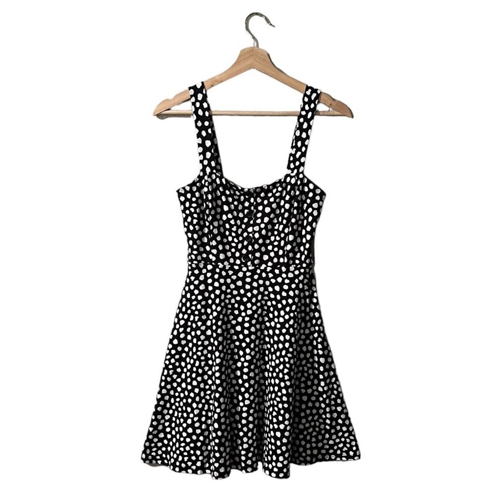 Nine Britton Renie Dress Size Small Soft Brushed Knit Skater Black Spotted Polka - Picture 3 of 8